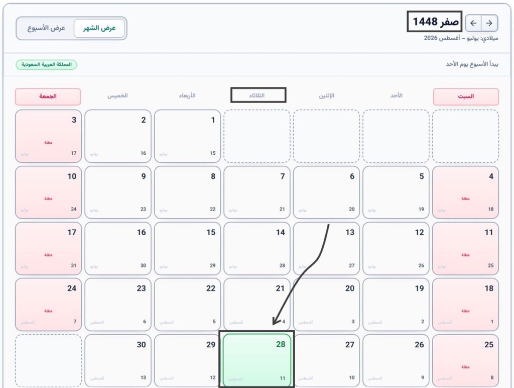 11 أغسطس 2026 كم يوافق هجري