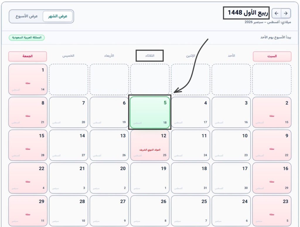 18 أغسطس 2026 كم يوافق هجري