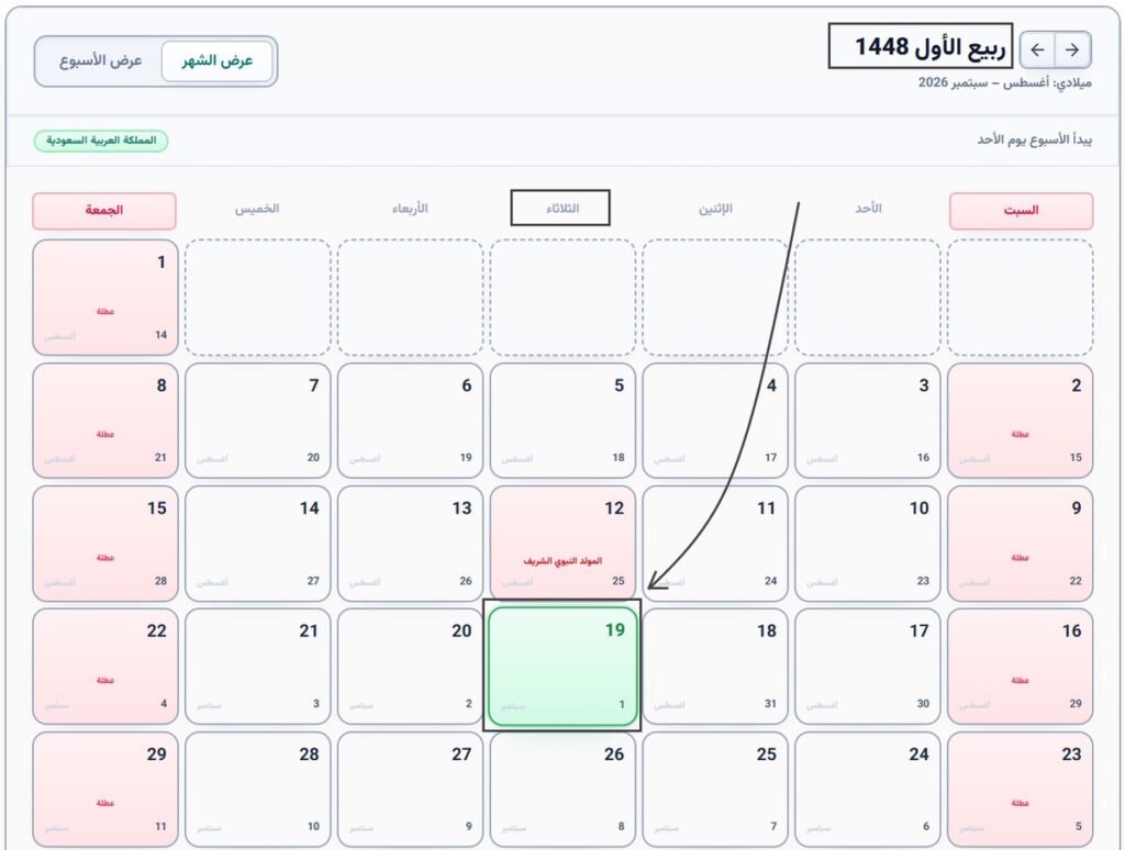 19 ربيع الأول 1448