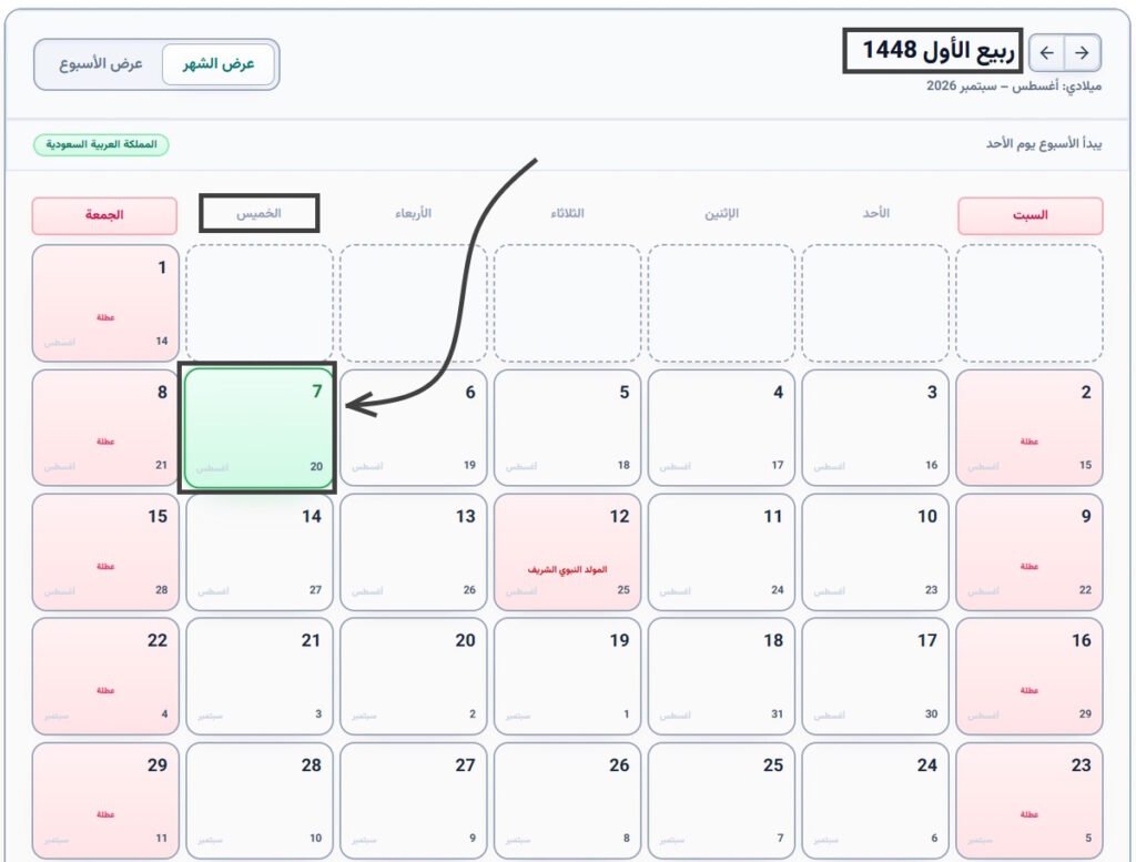 20 أغسطس 2026 كم يوافق هجري