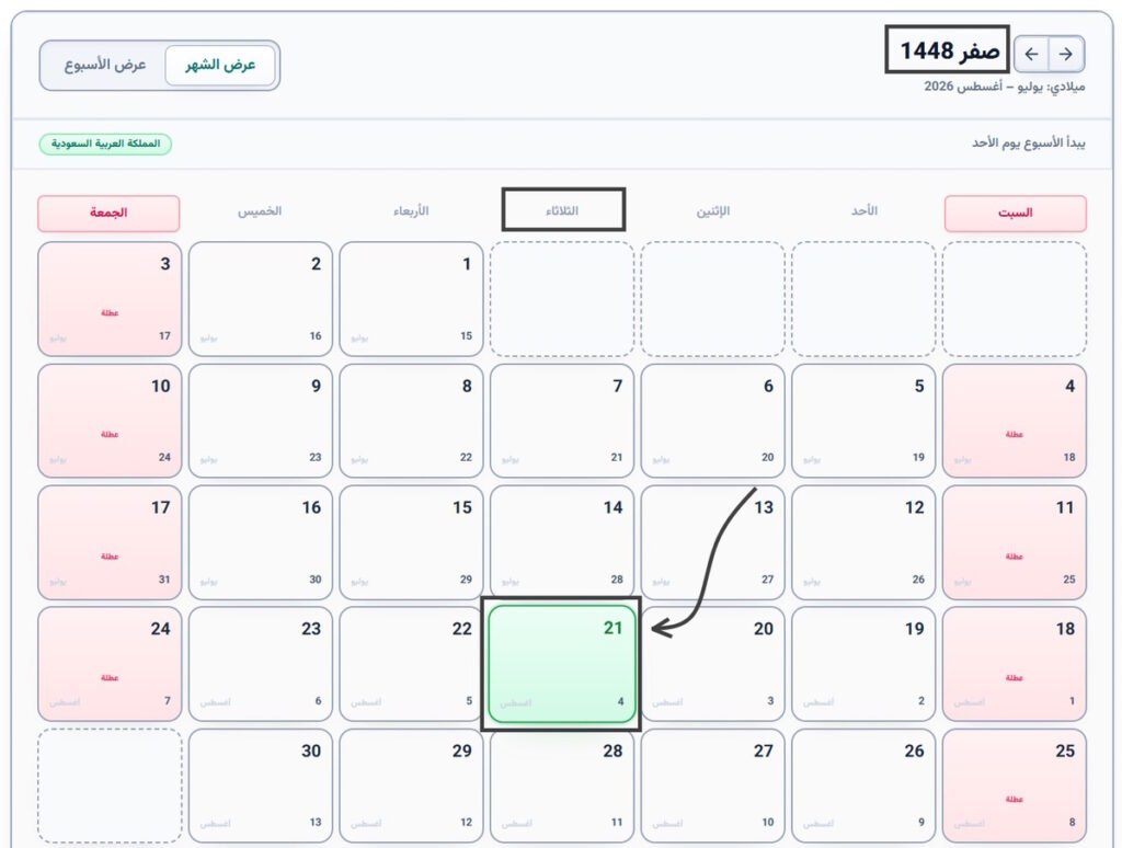 4 أغسطس 2026 كم يوافق هجري