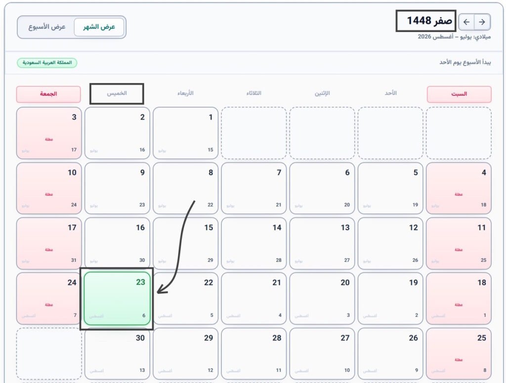 6 أغسطس 2026 كم يوافق هجري