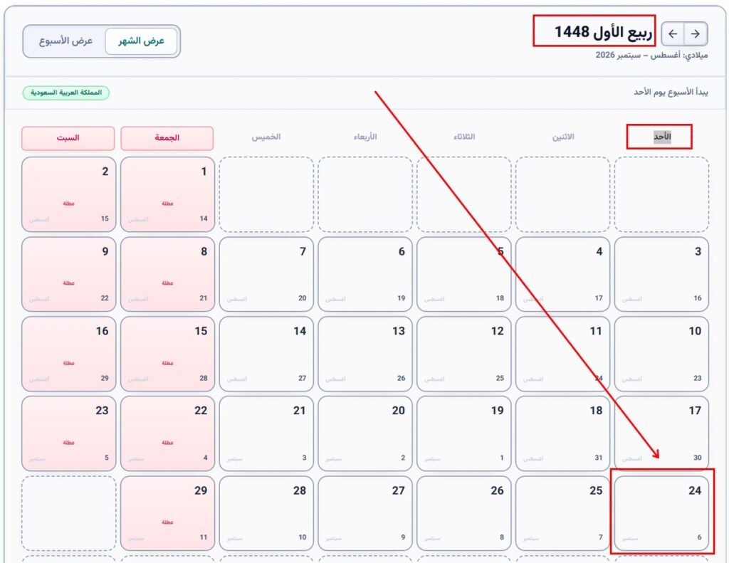 6 سبتمبر 2026 كم يوافق هجري