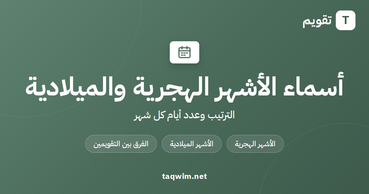 أسماء الأشهر الهجرية والميلادية وترتيبها